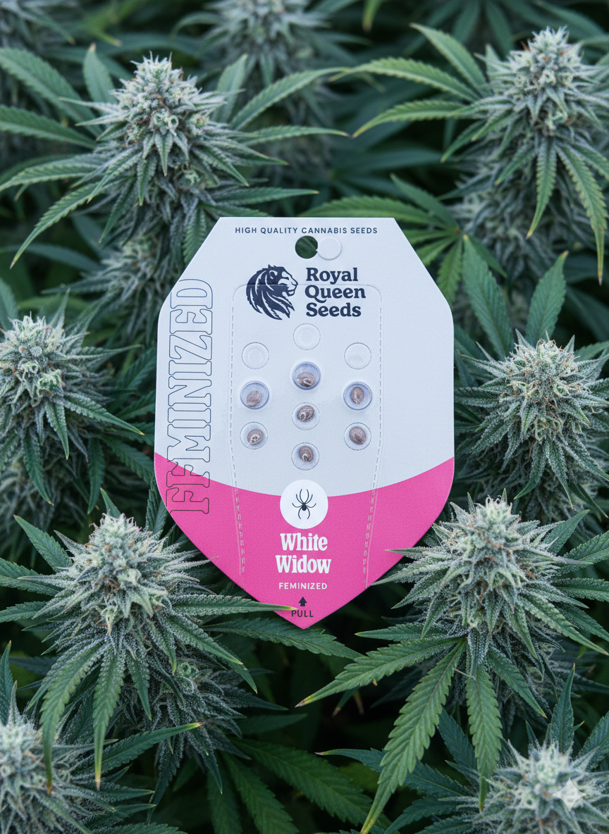 White Widow feminisierte Hanfsamen als Sammlerartikel, Produktverpackung