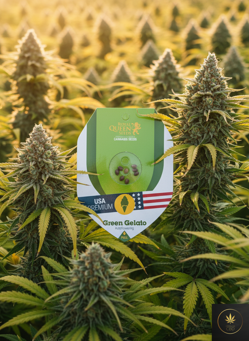Green Gelato Auto Autoflower Hanfsamen als Sammlerartikel, Produktverpackung